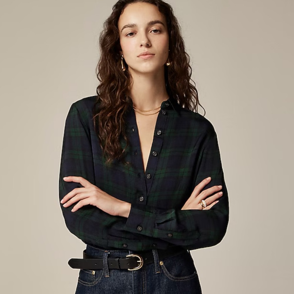 J.Crew Blackwatch Plaid Slim Fit Shirt Size 10 worn once